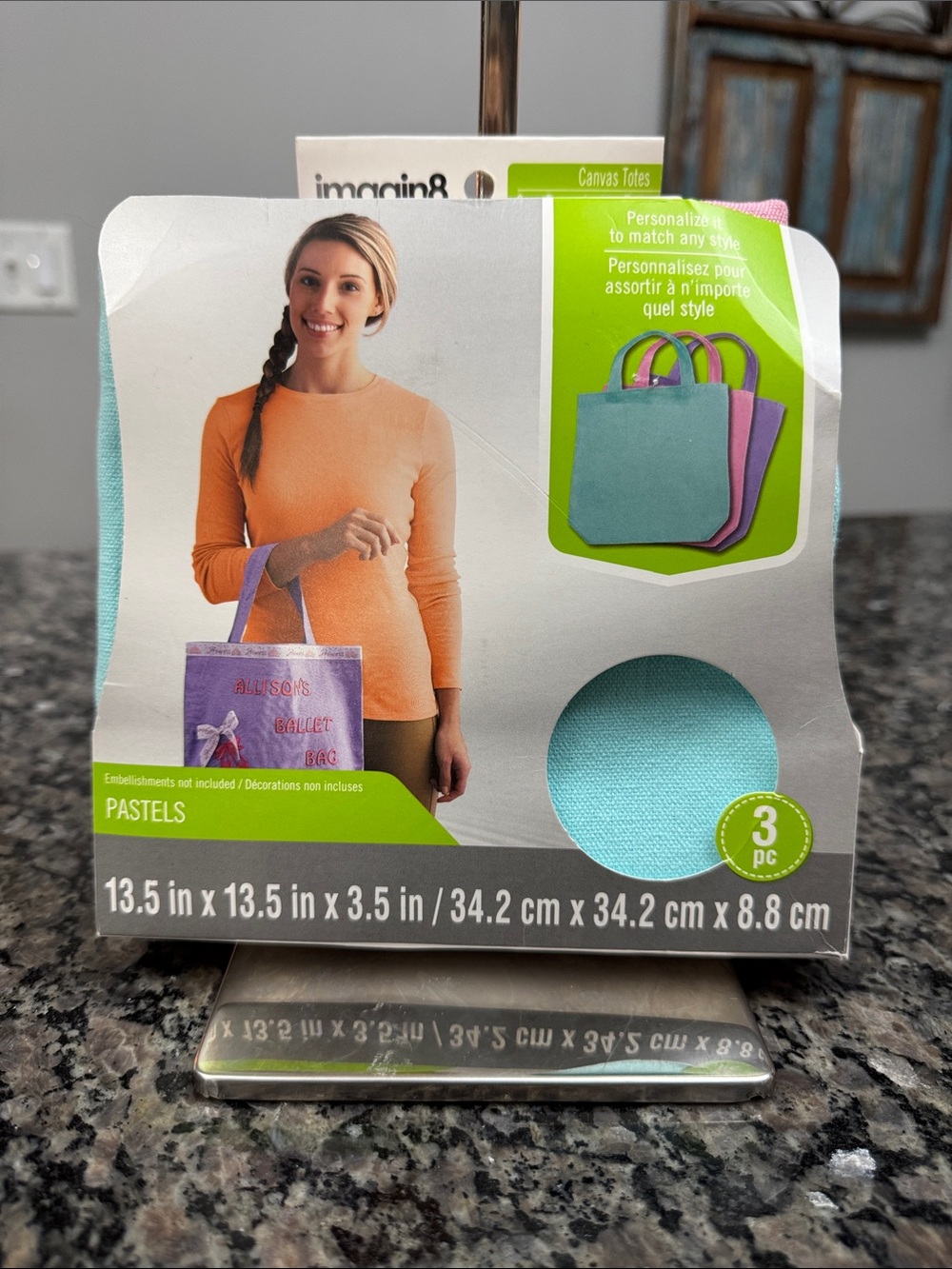 Canvas totes for crafting Pastel Turquoise pink and purple Canvas Tote - 3 Pack